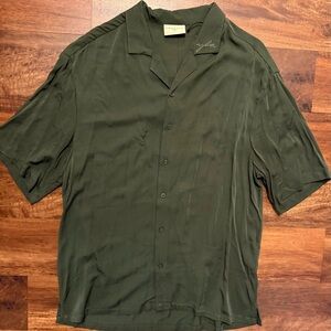 YoungLA NWT Olive Green Short-Sleeve Button-Down Shirt